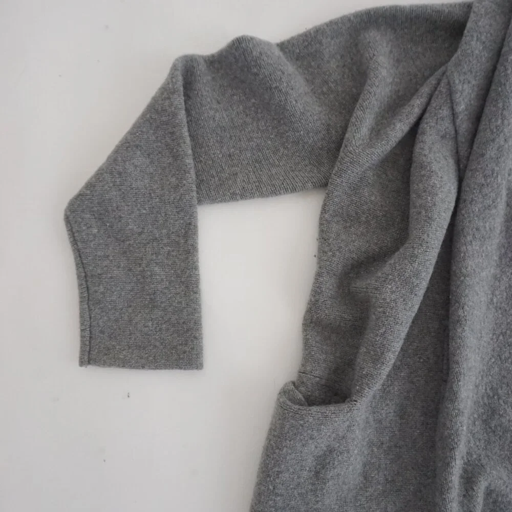 Eileen Fisher Gray Open Front Knit Cardigan Minimalist Drape Soft Classic L - Picture 8 of 10
